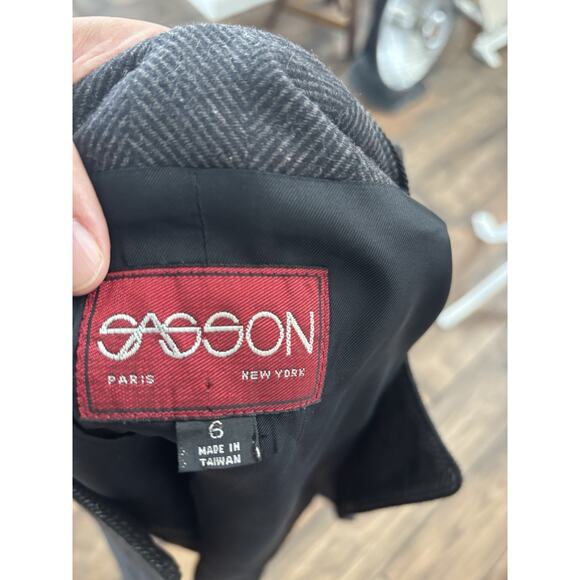 Sasson Women's Sz 6 Vintage Lined Herringbone Wool Blazer Old Money Suit Jacket - Picture 8 of 8